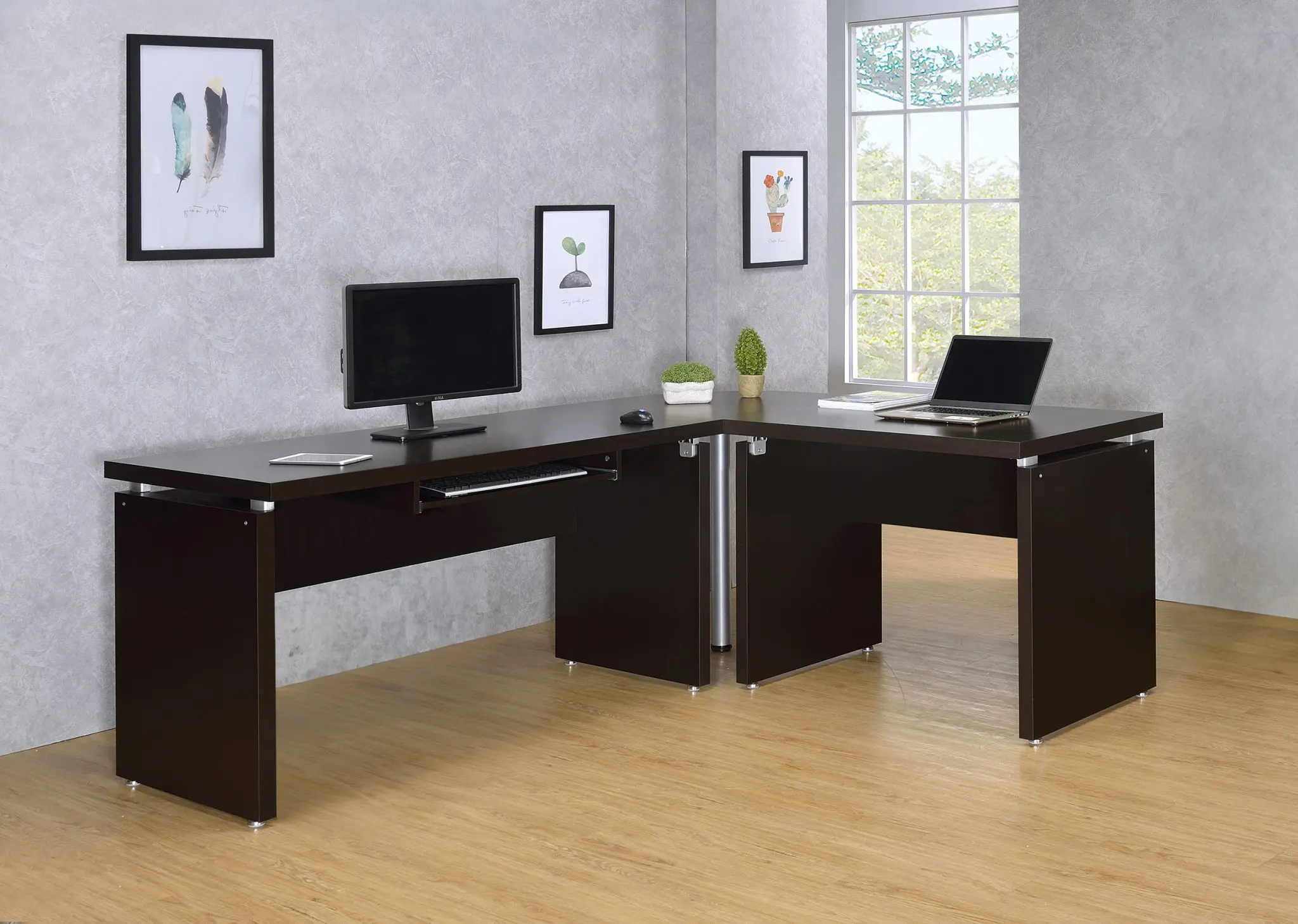 Skylar 83-inch L-Shaped Desk Cappuccino