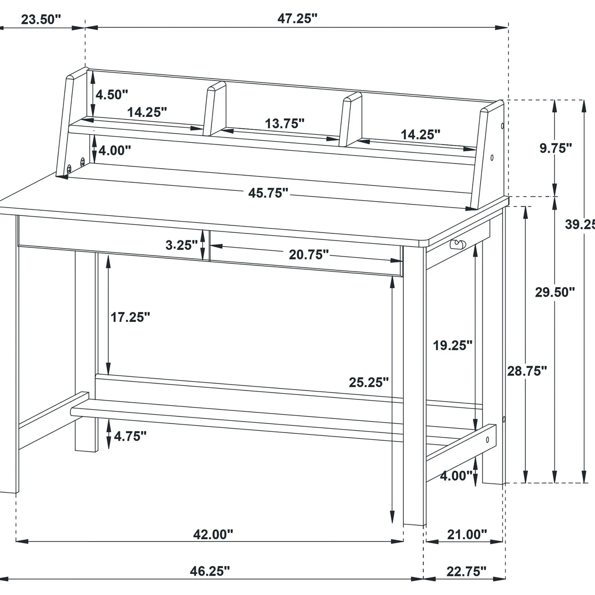 Besler 47-inch SmartTop Writing Desk - Image 15