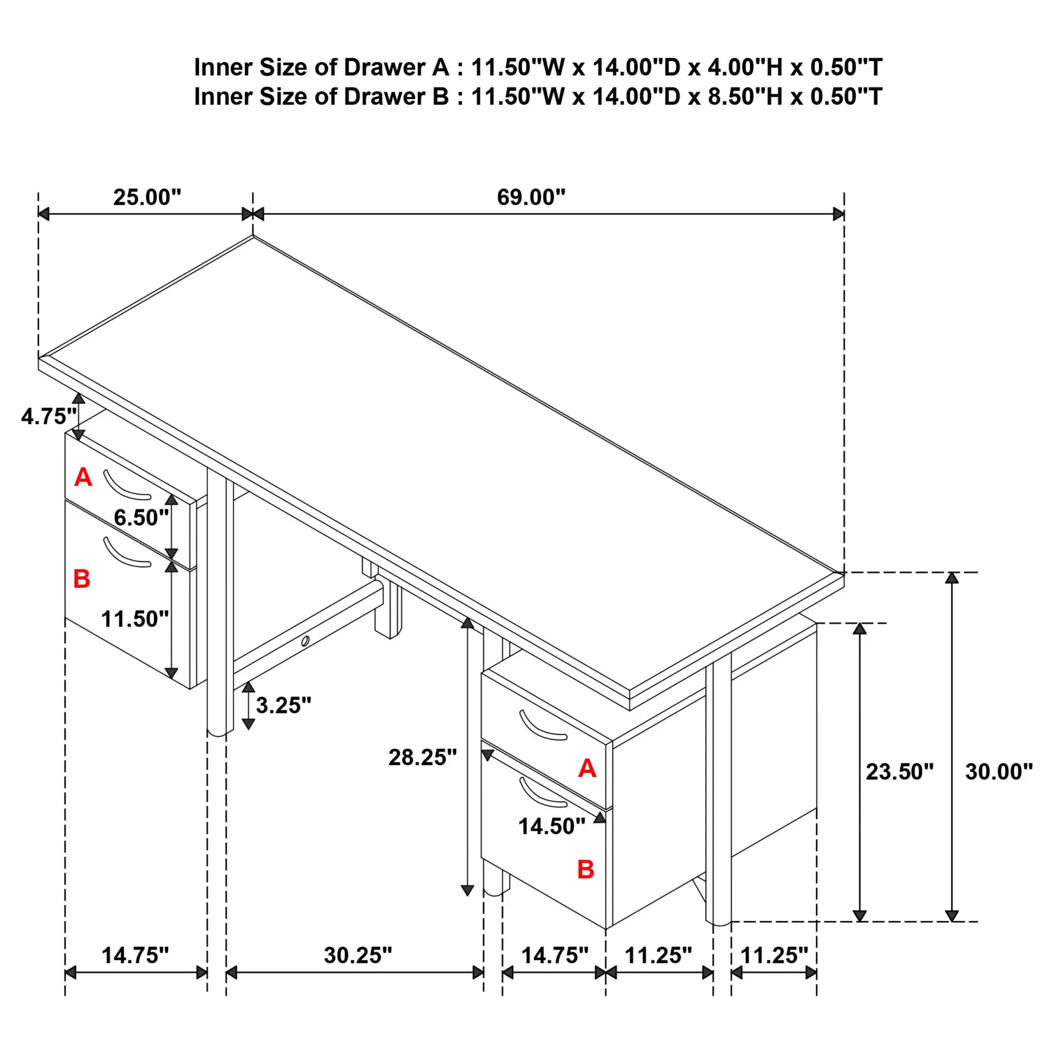 Roldan 69-inch Computer Desk Light Ash - Image 15