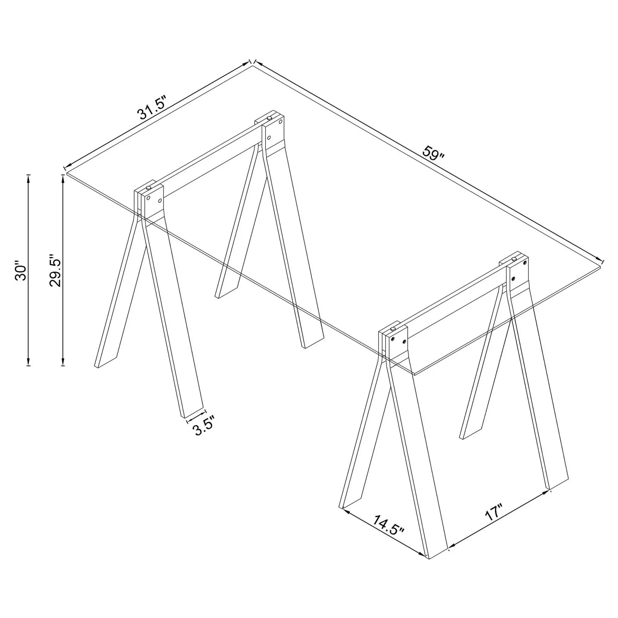 Amaturo 59-inch Glass Top Writing Desk Clear - Image 5