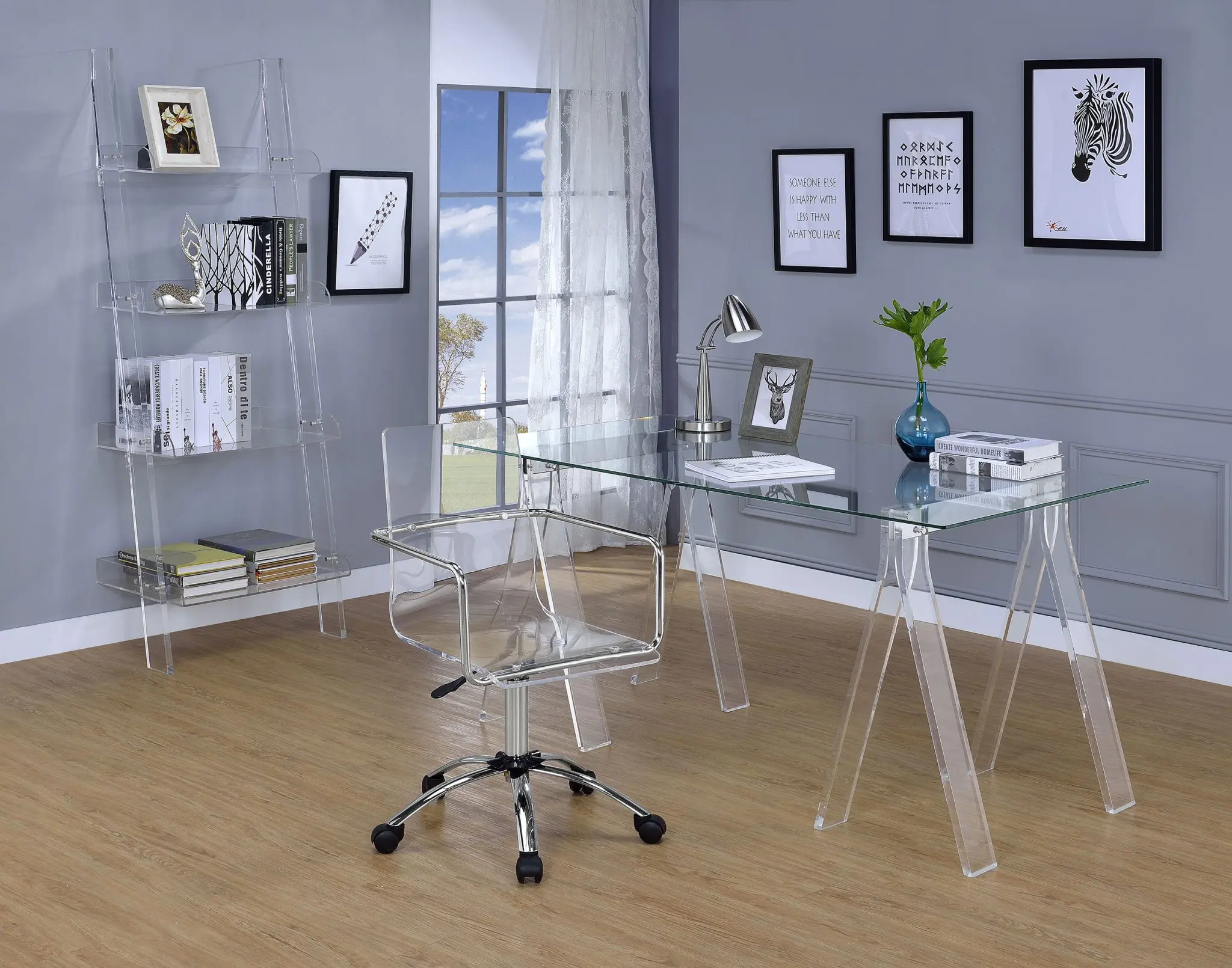 Amaturo 59-inch Glass Top Writing Desk Clear - Image 6