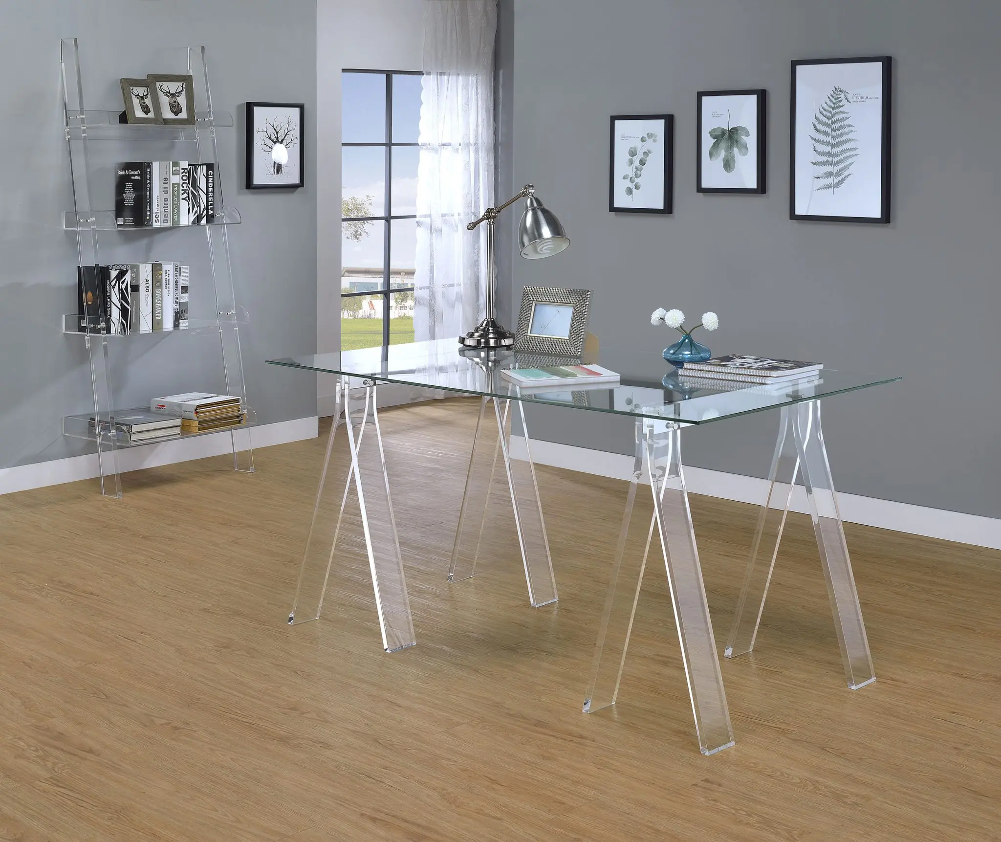 Amaturo 59-inch Glass Top Writing Desk Clear - Image 7