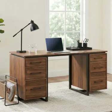 Berhalter 6-Drawer Double Pedestal Desk Walnut