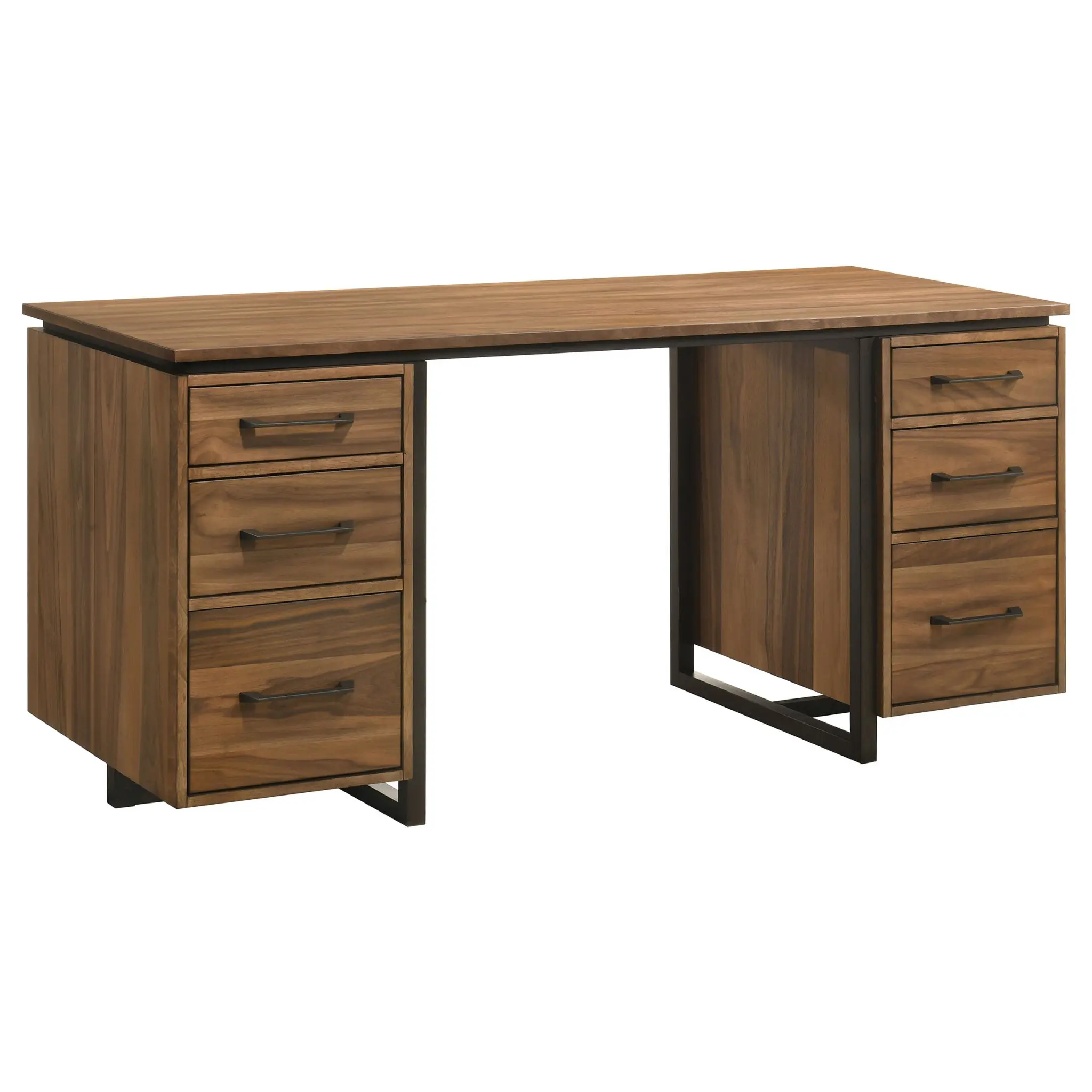 Berhalter 6-Drawer Double Pedestal Desk Walnut - Image 3
