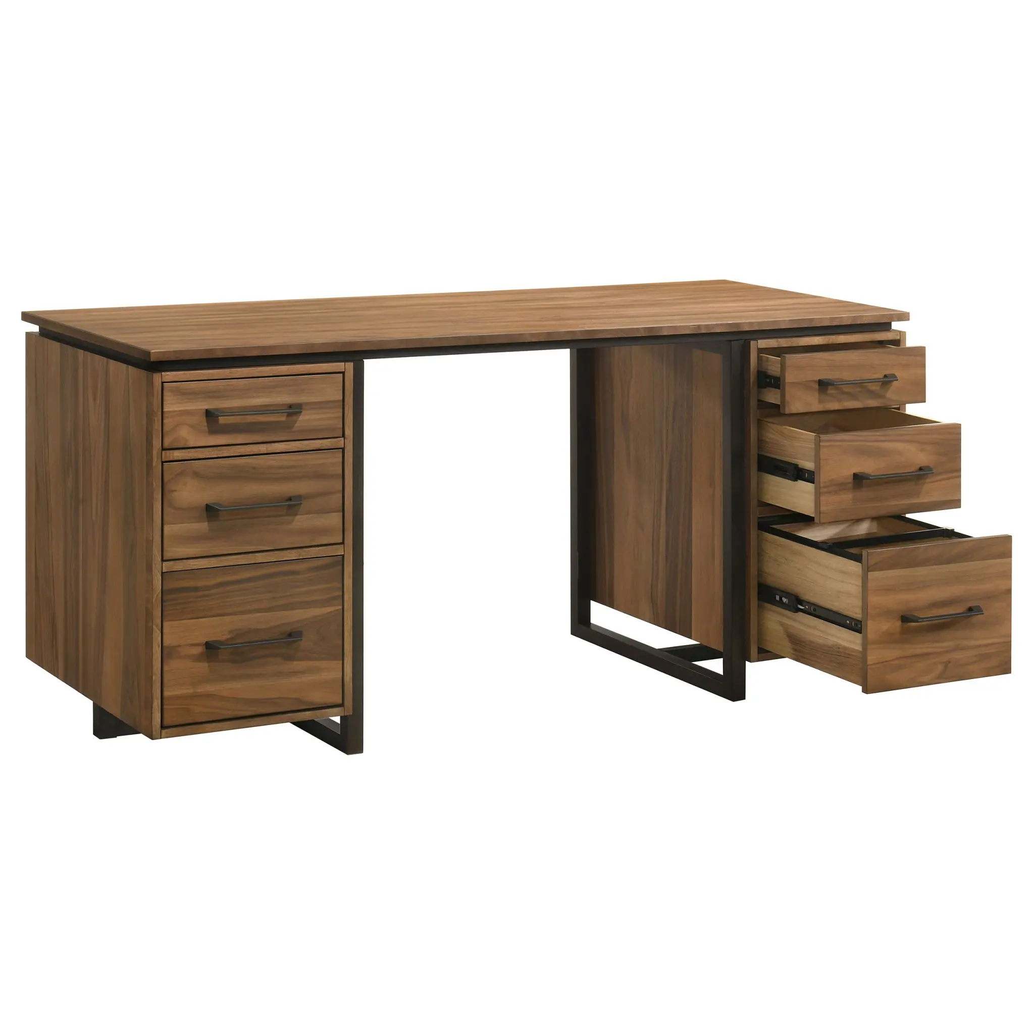 Berhalter 6-Drawer Double Pedestal Desk Walnut - Image 4
