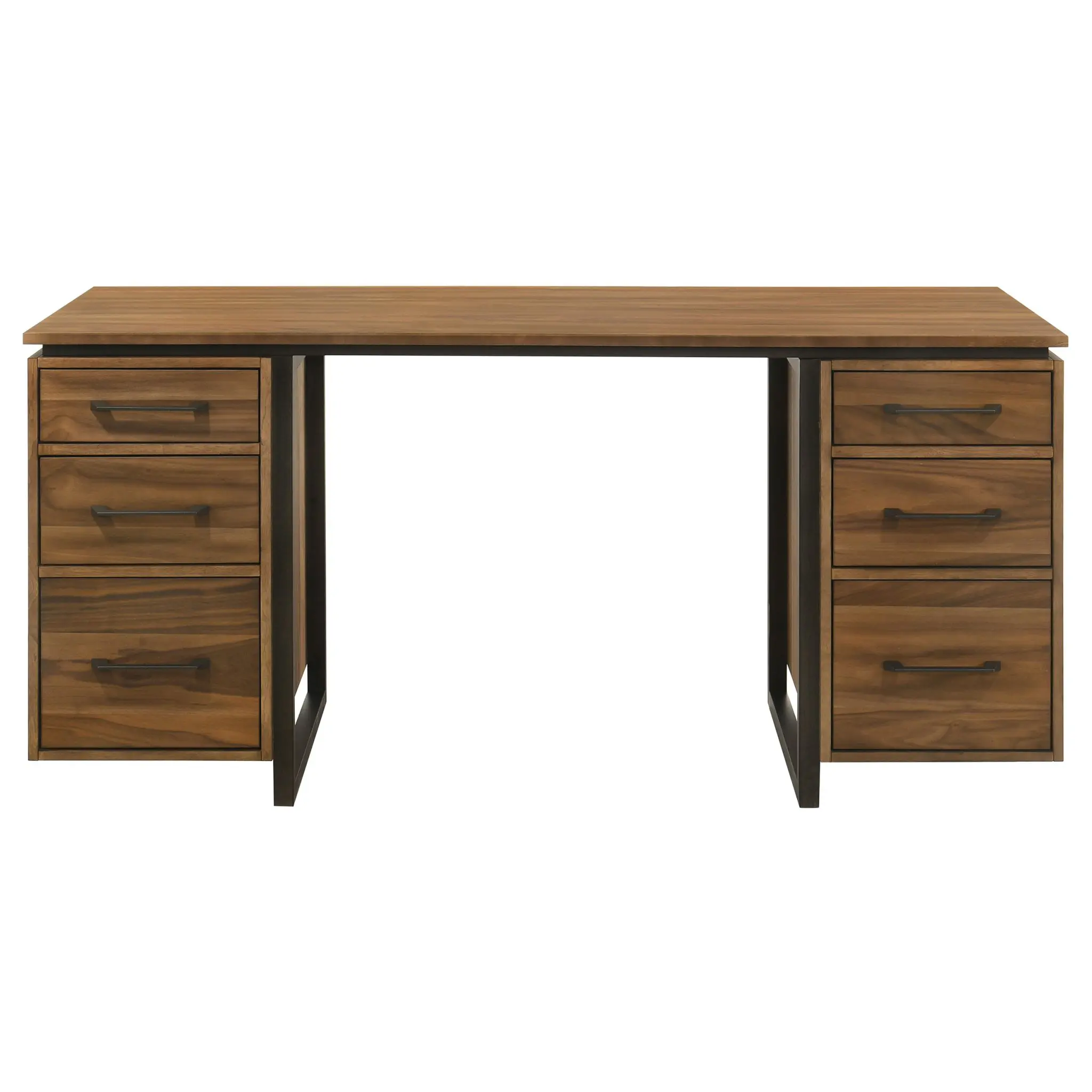 Berhalter 6-Drawer Double Pedestal Desk Walnut - Image 5