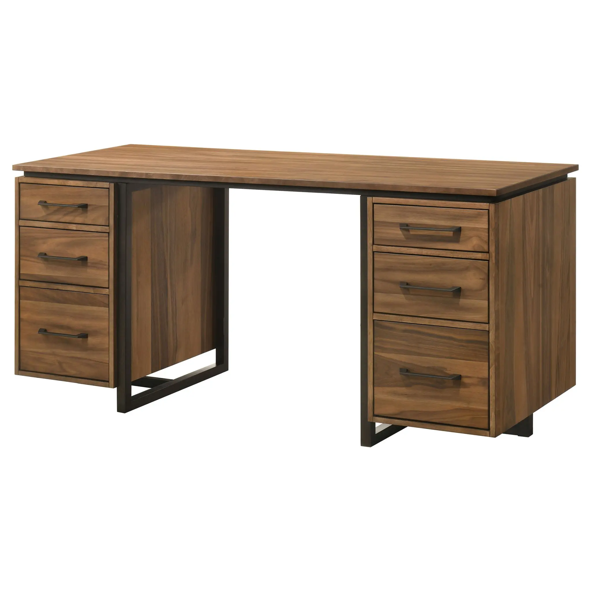 Berhalter 6-Drawer Double Pedestal Desk Walnut - Image 6