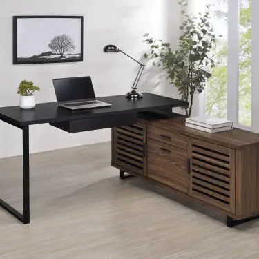 Maddox 60-inch L-Shape Desk Black and Walnut