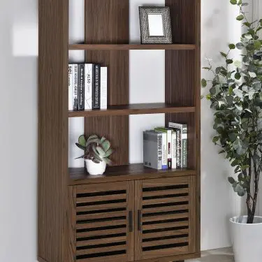 Maddox 71-inch Cabinet Bookcase Walnut