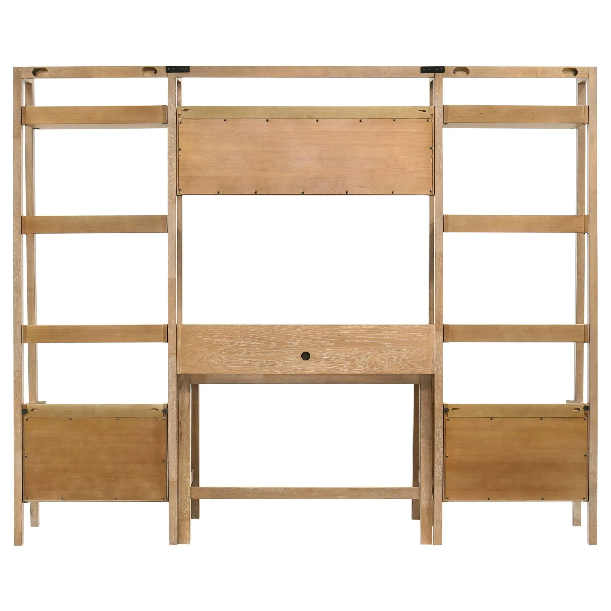 Fabian 4-Piece Desk and Bookshelf Set Distressed Light Brown - Image 9