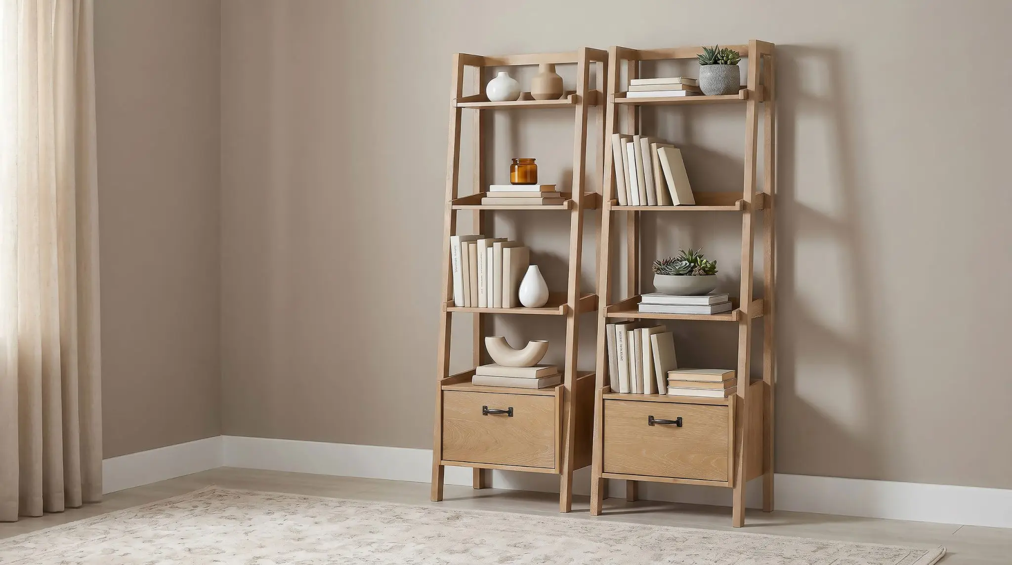 Fabian 2-Piece Bookshelf Set Dark Walnut and Antique White