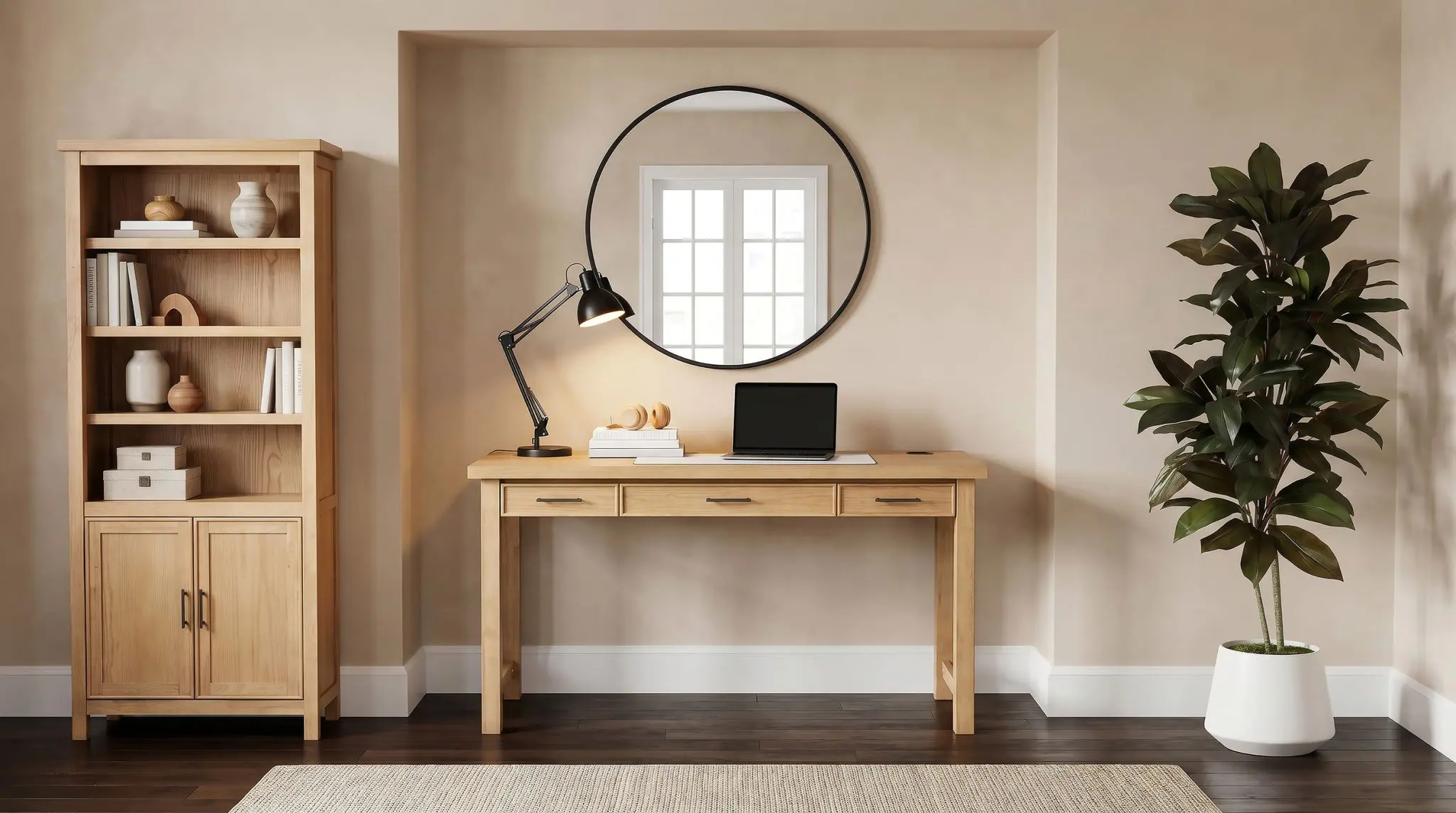 Vermes 55-inch Writing Desk with Power Outlet Light Ash - Image 15