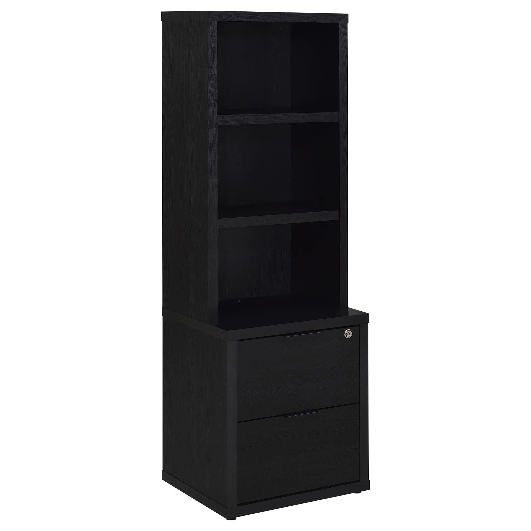 Westpark 3-Shelf Bookcase Set of 3 with USB and Lockable Drawer Black - Image 3