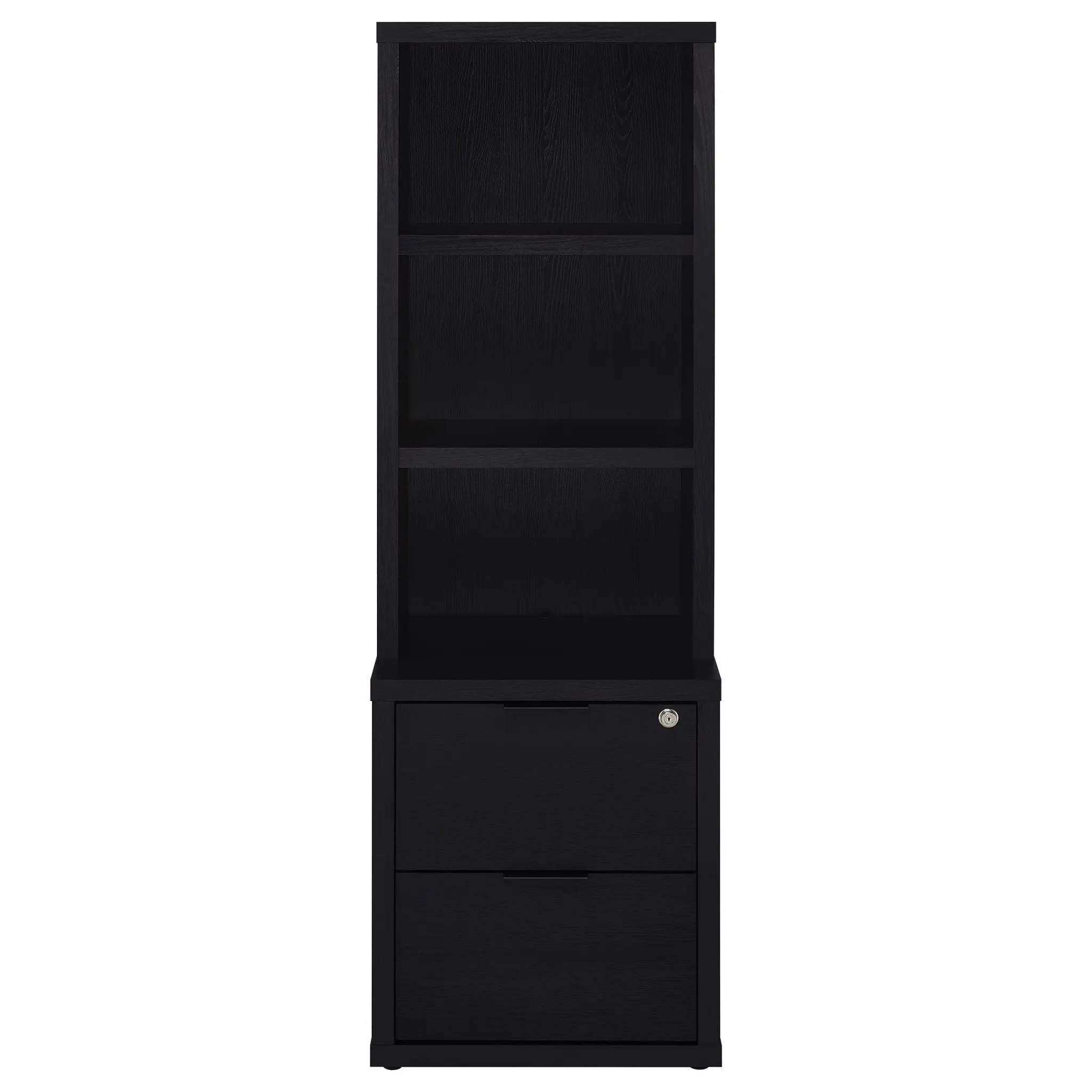 Westpark 3-Shelf Bookcase Set of 3 with USB and Lockable Drawer Black - Image 5