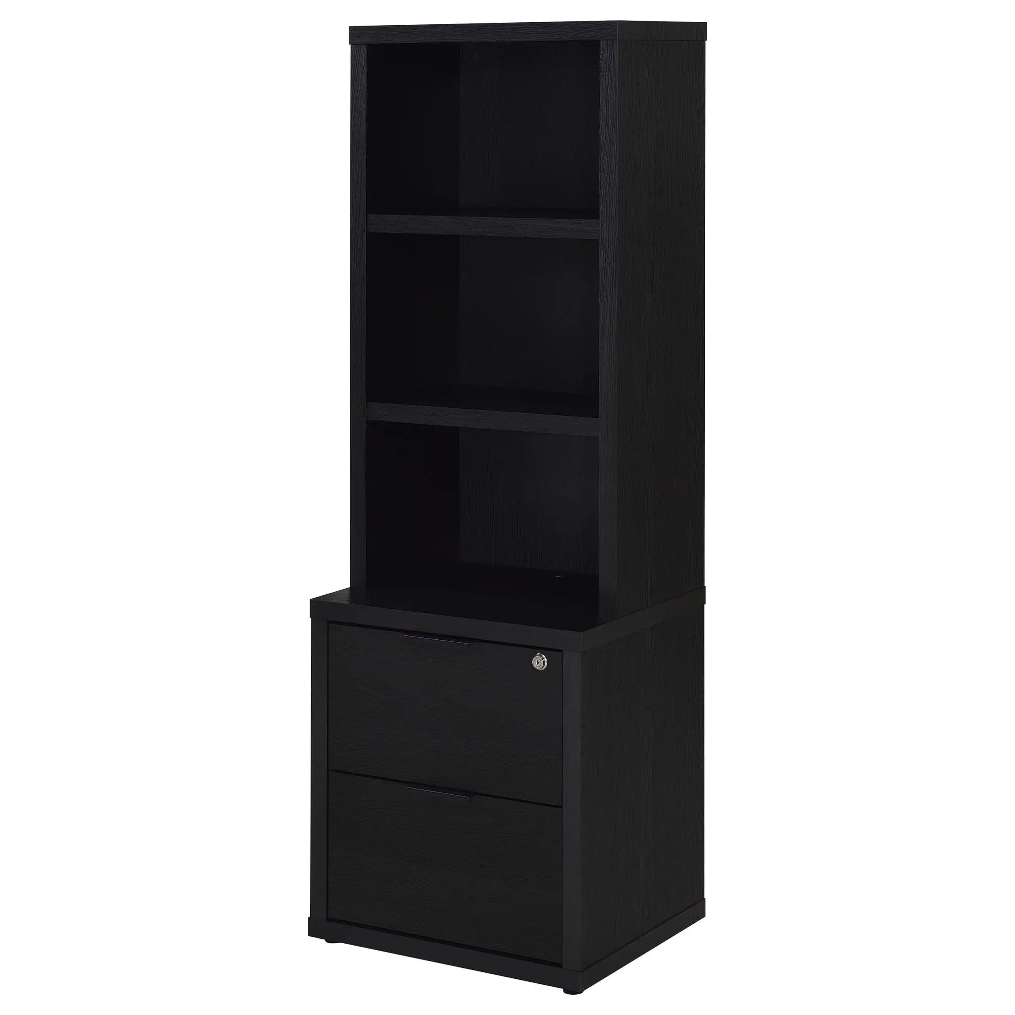 Westpark 3-Shelf Bookcase Set of 3 with USB and Lockable Drawer Black - Image 6