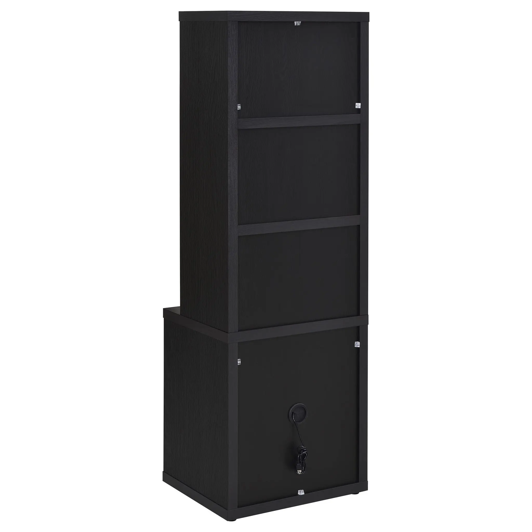 Westpark 3-Shelf Bookcase Set of 3 with USB and Lockable Drawer Black - Image 8