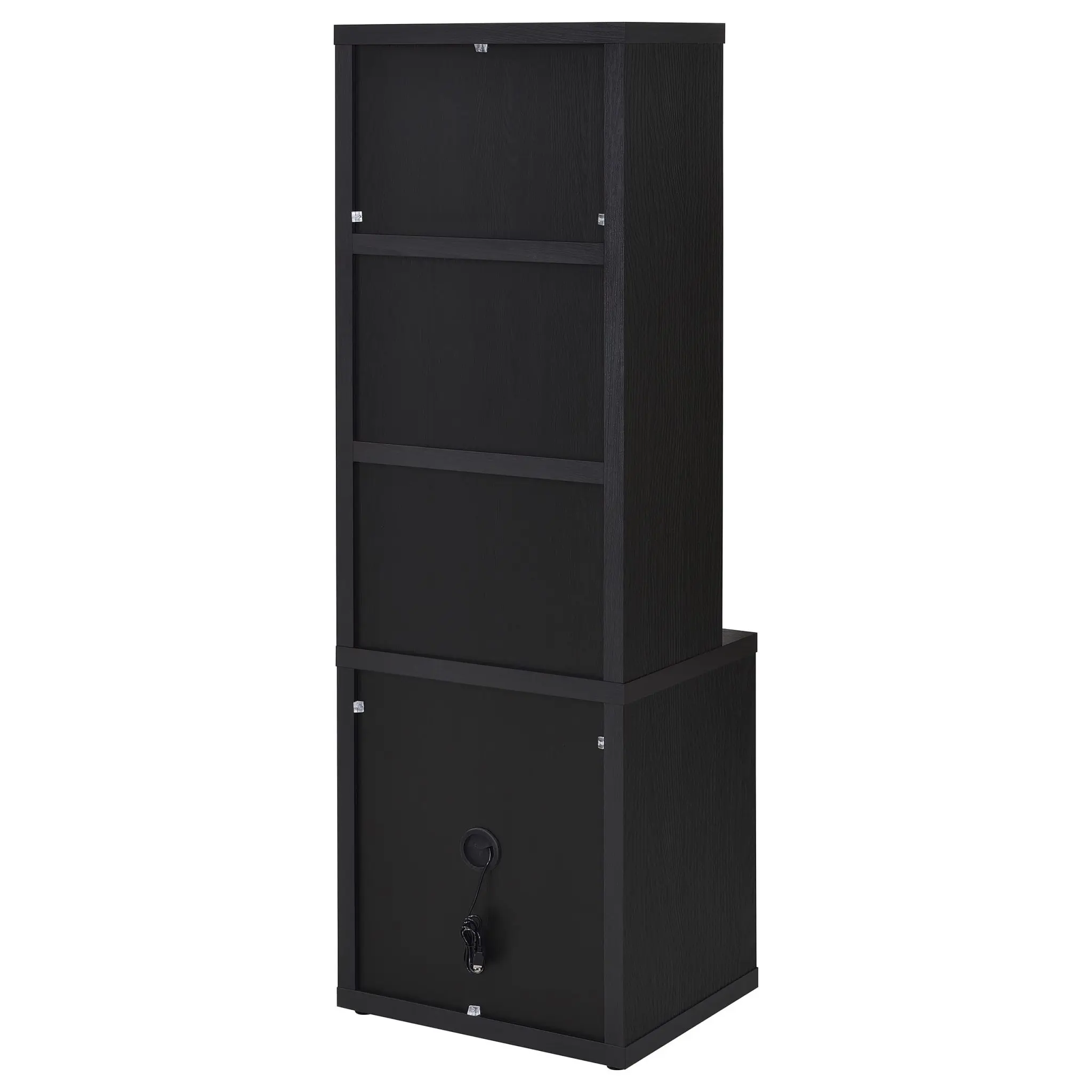Westpark 3-Shelf Bookcase Set of 3 with USB and Lockable Drawer Black - Image 9