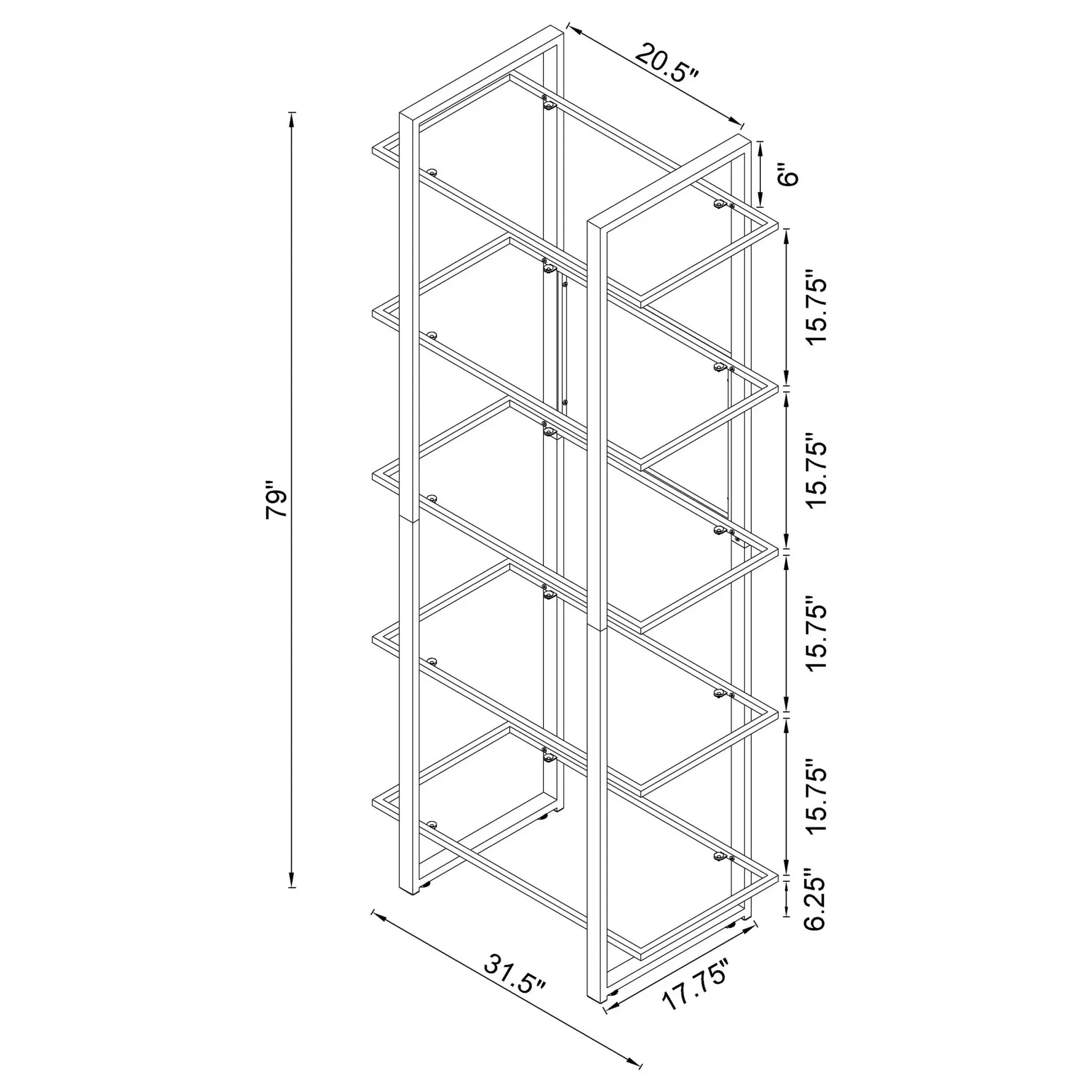 Hartford 79-inch 5-Shelf Bookcase Vintage White - Image 10