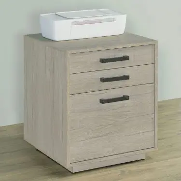 Loomis 3-Drawer File Cabinet Whitewashed Grey