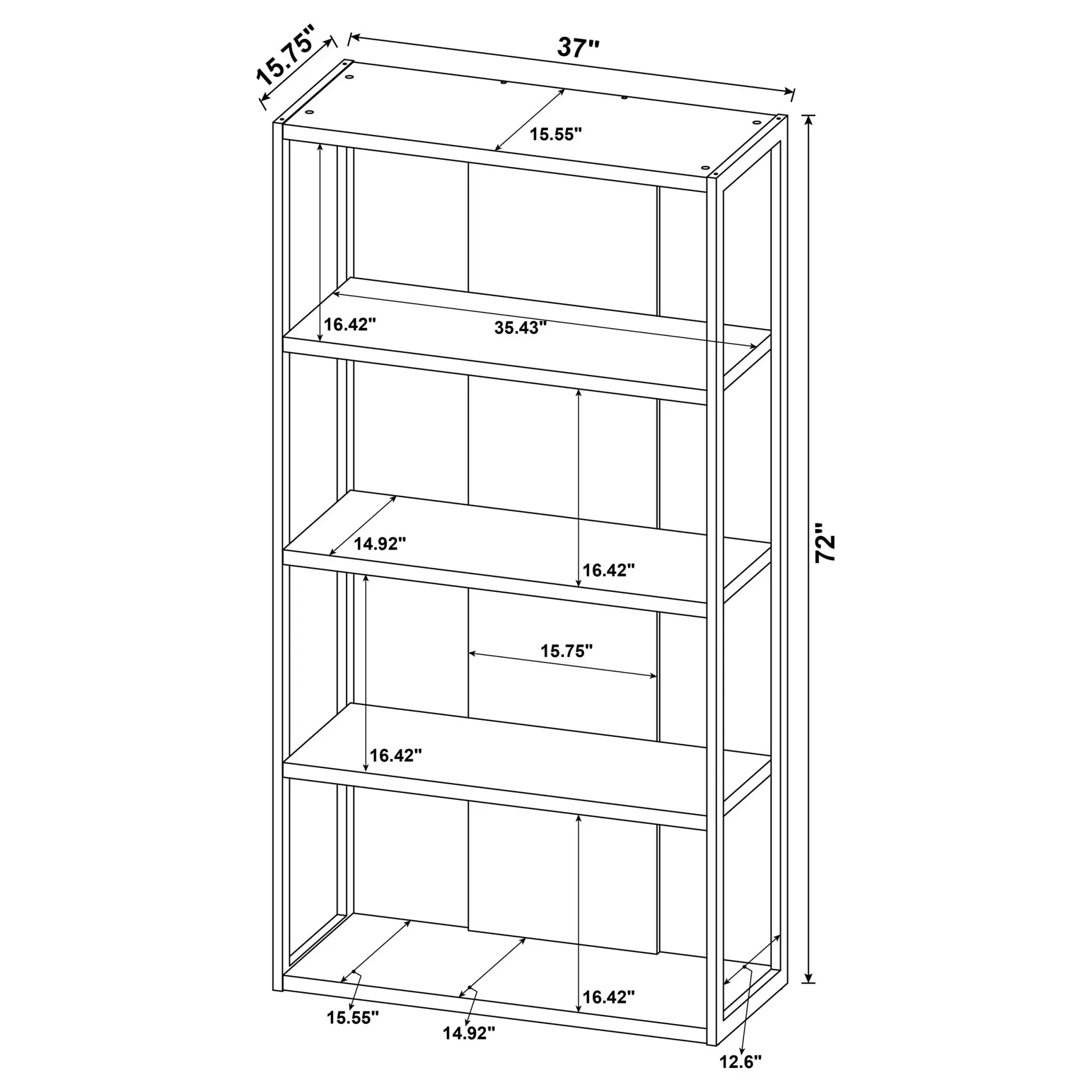 Loomis 72-inch 4-Shelf Bookshelf Whitewashed Grey - Image 11