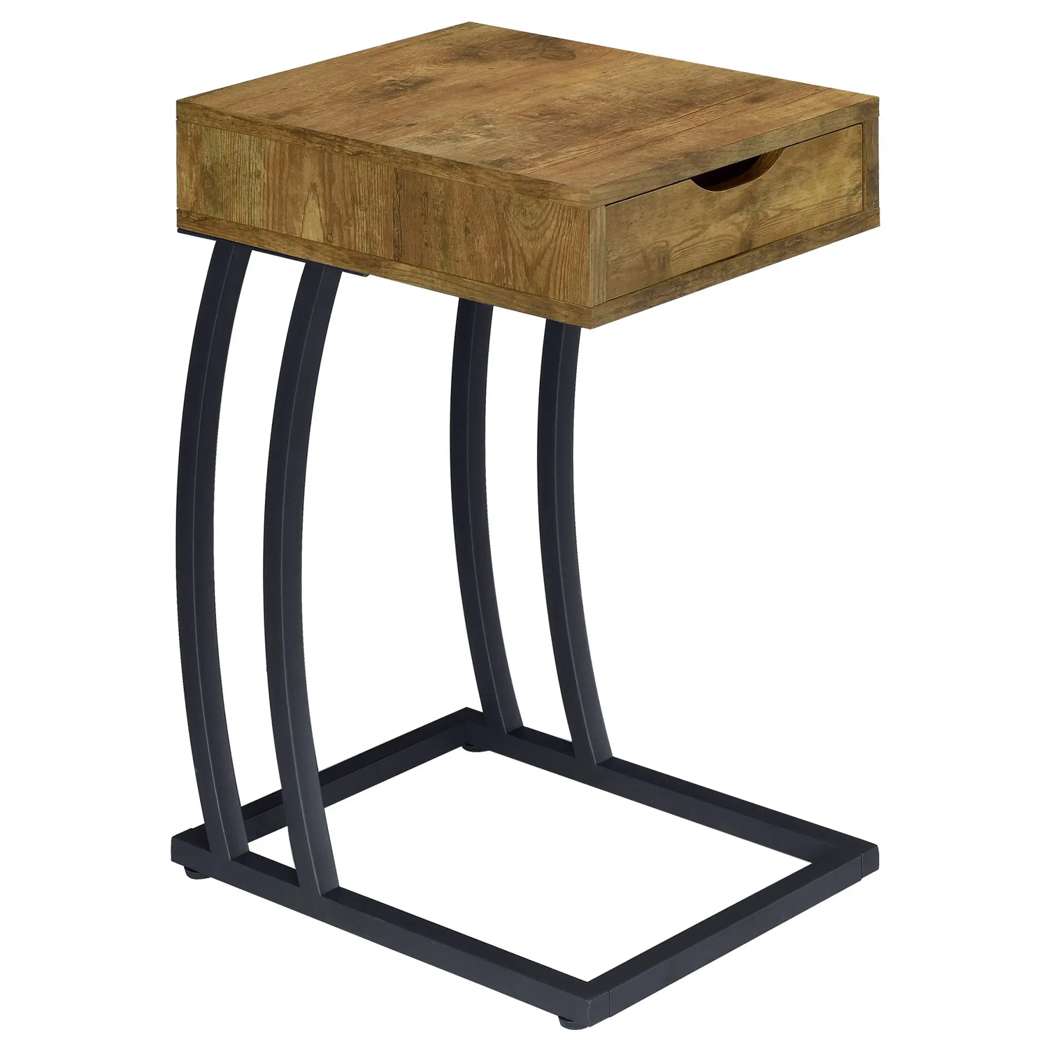 Troy C-Shaped Side Table with Drawer and Power Outlet Rustic Nutmeg - Image 2
