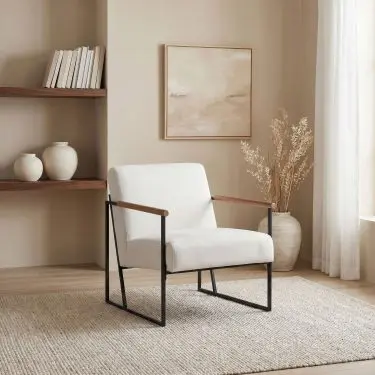 Monsen Metal Frame Accent Chair Ivory