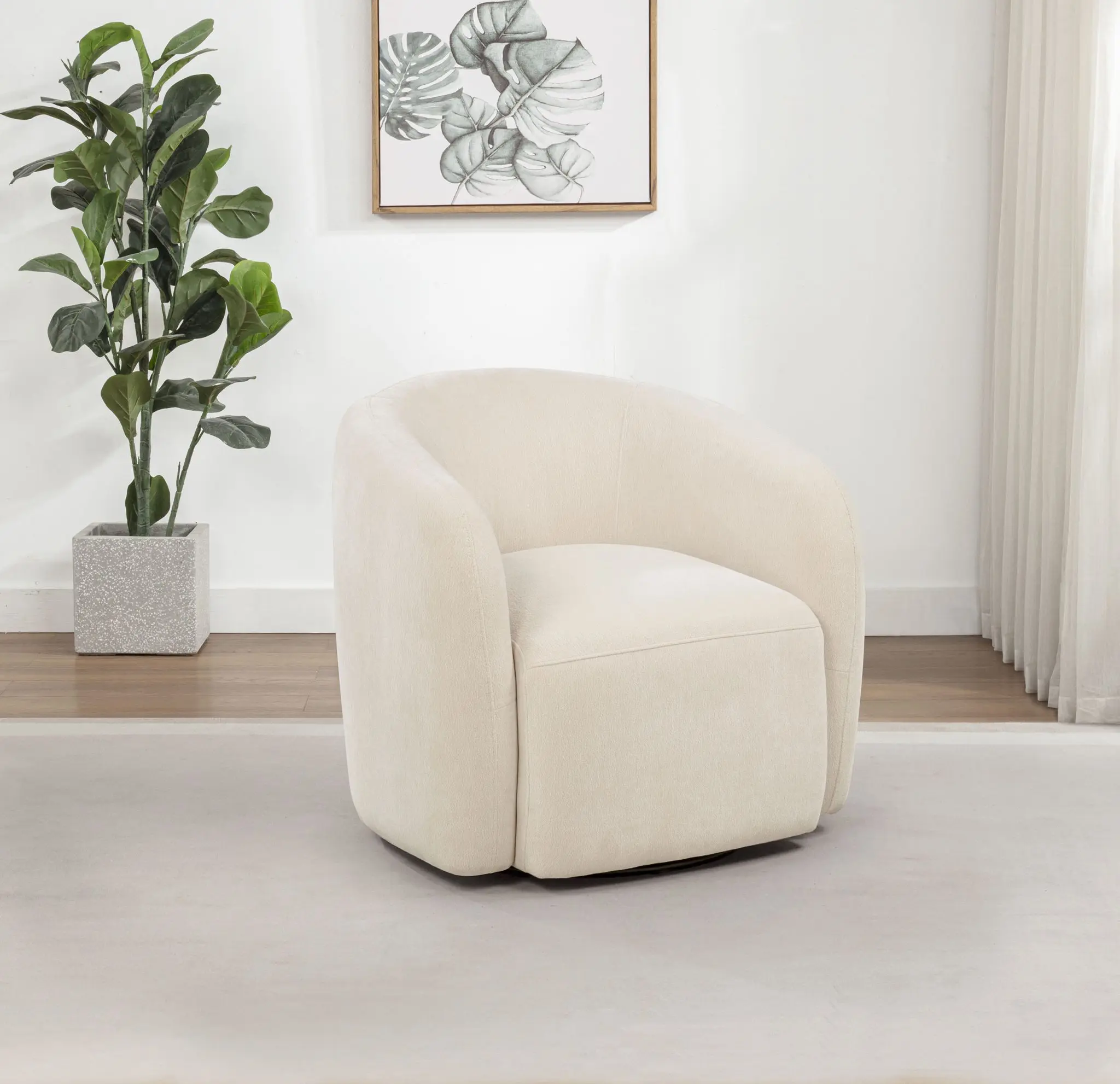 Gerley Chenille Swivel Accent Chair Beige