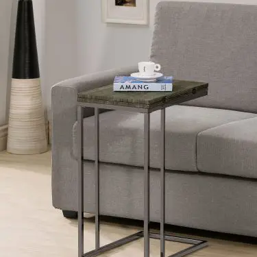Pedro Expandable C-Shaped Sofa Side Table Weathered Grey