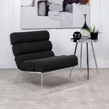 Serreta Bouclé Accent Chair with Acrylic Frame Black