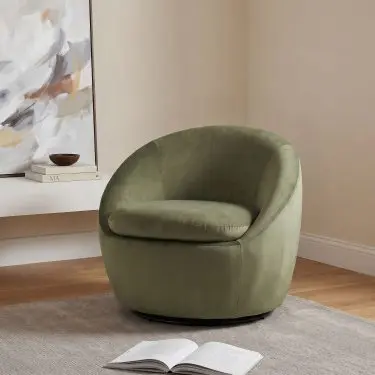 Myernick Velvet Swivel Accent Chair Olive