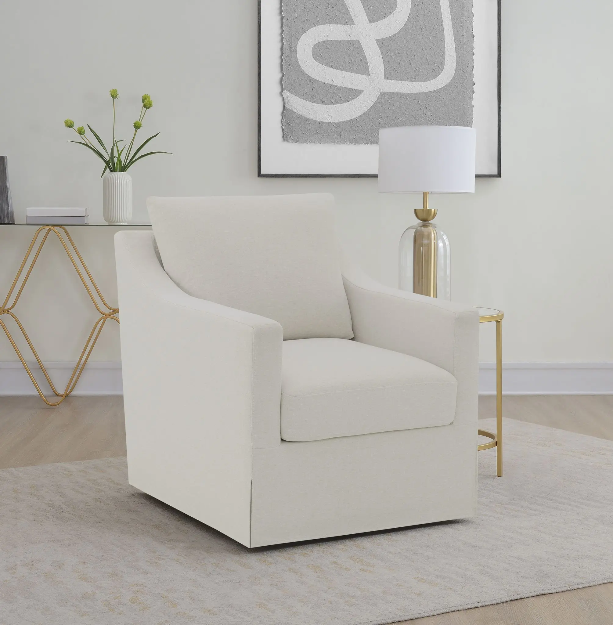 Winter Sloped Arm Swivel Accent Chair