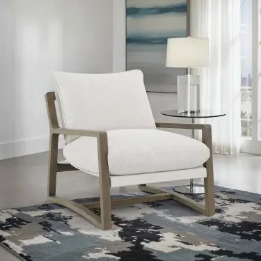 Geneva Wood Arm Accent Chair Sand