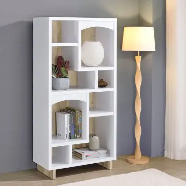 Dalton 65-inch 5-Shelf Bookcase White and Distressed Pine