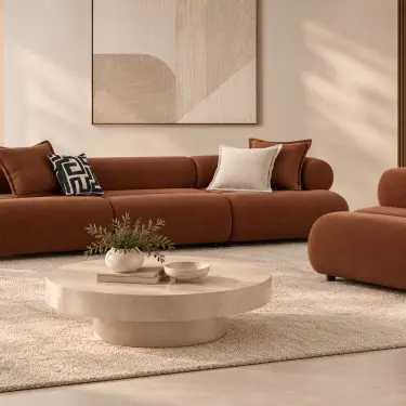 Byrne Chenille Modular Bumper Sofa Rust