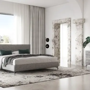 Aria Italian Grey Fabric 4-Piece Bedroom Set