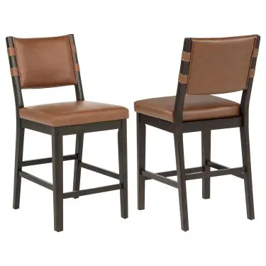 Tegan Faux Leather Upholstered Counter Height Chair Cognac (Set of 2)