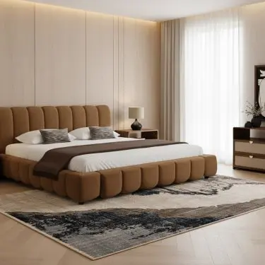 Harris Modern Burlap 4-Piece Bedroom Set - Eastern King