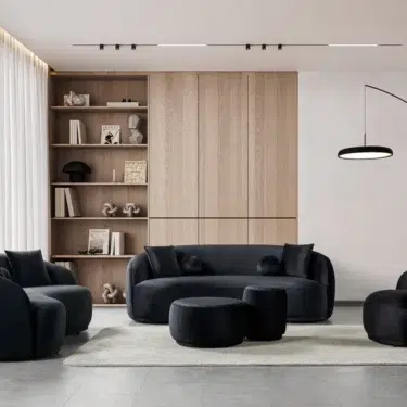 Bonita Black Velvet Sofa Set