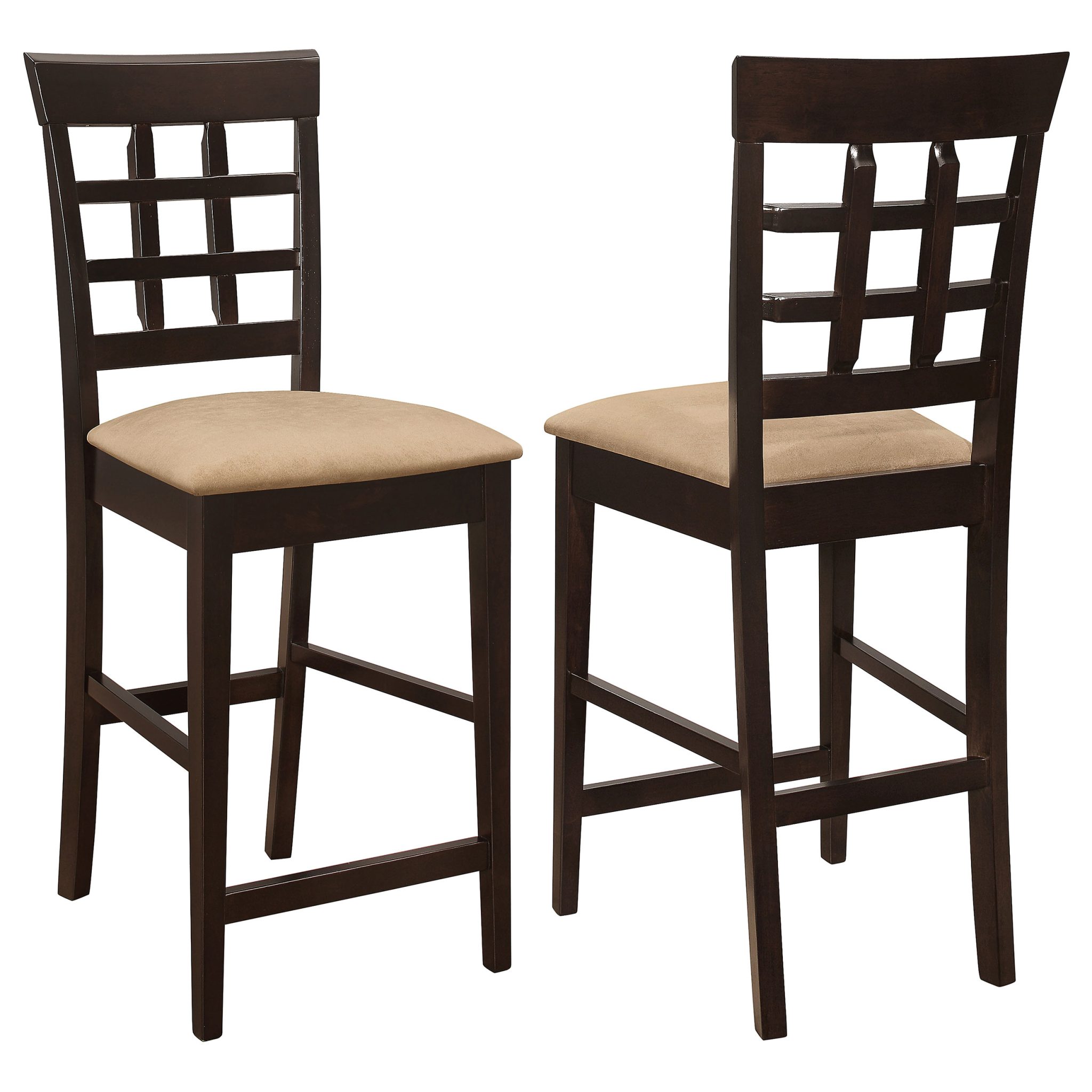 Gabriel Lattice-Back Upholstered Counter Chair Cappuccino (Set of 2)