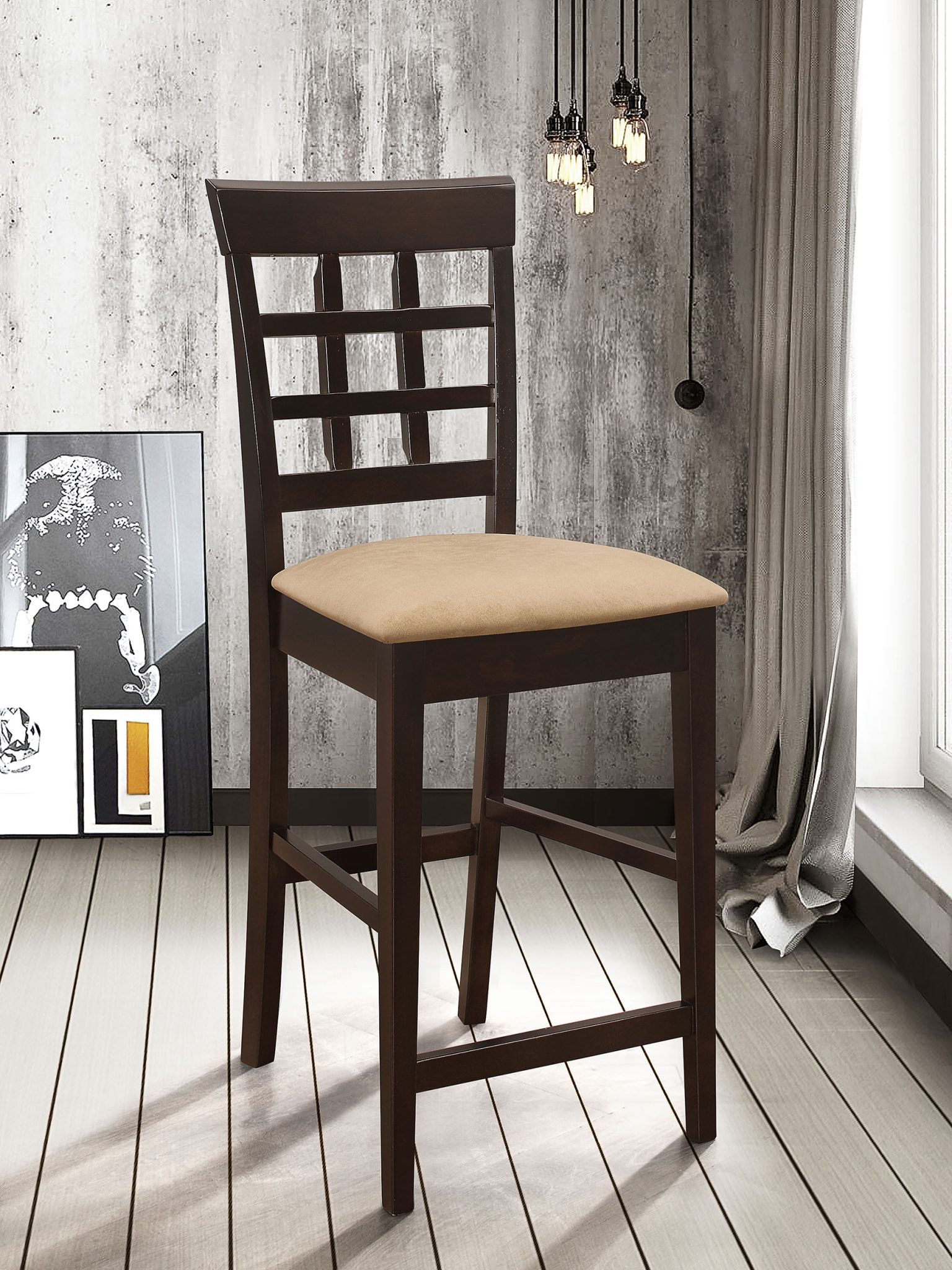 Gabriel Lattice-Back Upholstered Counter Chair Cappuccino (Set of 2) - Image 2