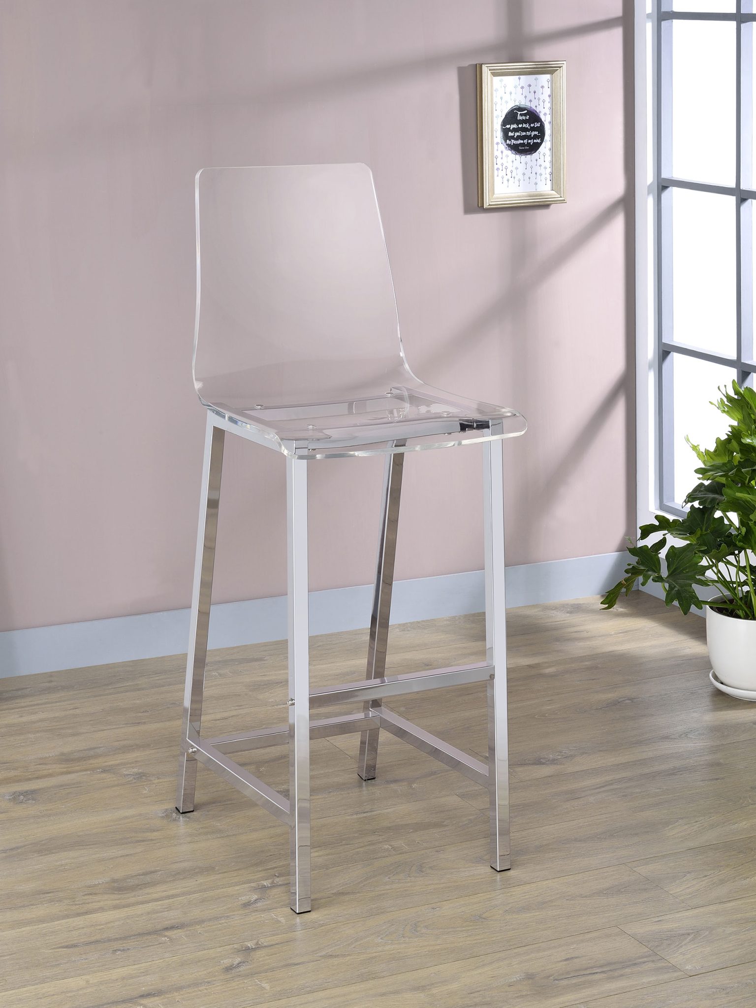 Juelia Clear Acrylic Bar Chair Chrome (Set of 2) - Image 2