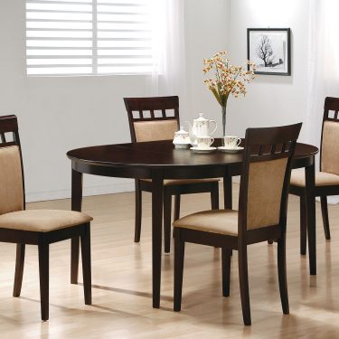 Gabriel Upholstered-Back Oval Extension Dining Set Cappuccino