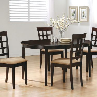 Gabriel Lattice-Back Oval Extension Dining Set Cappuccino
