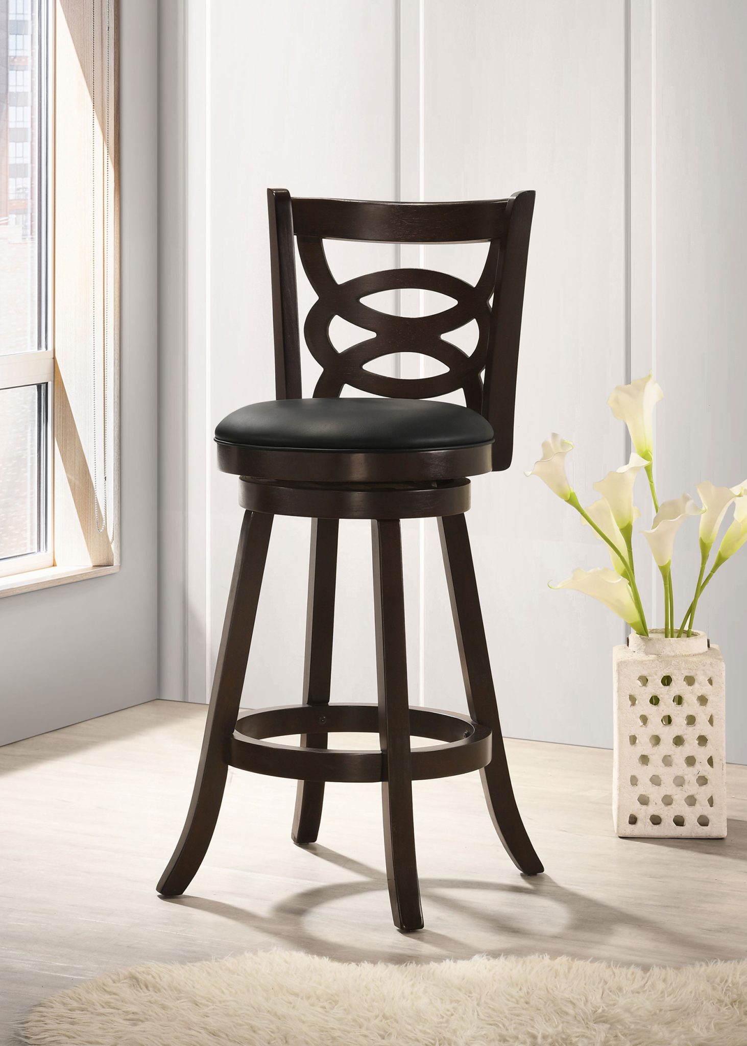 Calecita Wood Swivel Bar Chair Cappuccino (Set of 2) - Image 2