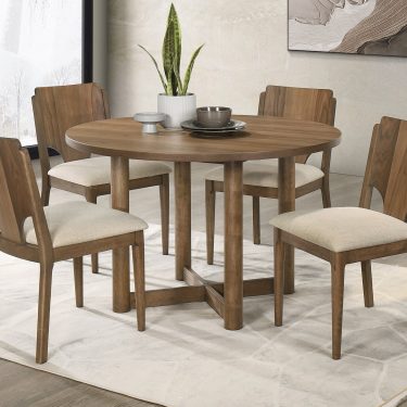 Crestmore 5-piece 46-inch Round Wood Dining Table Set Walnut