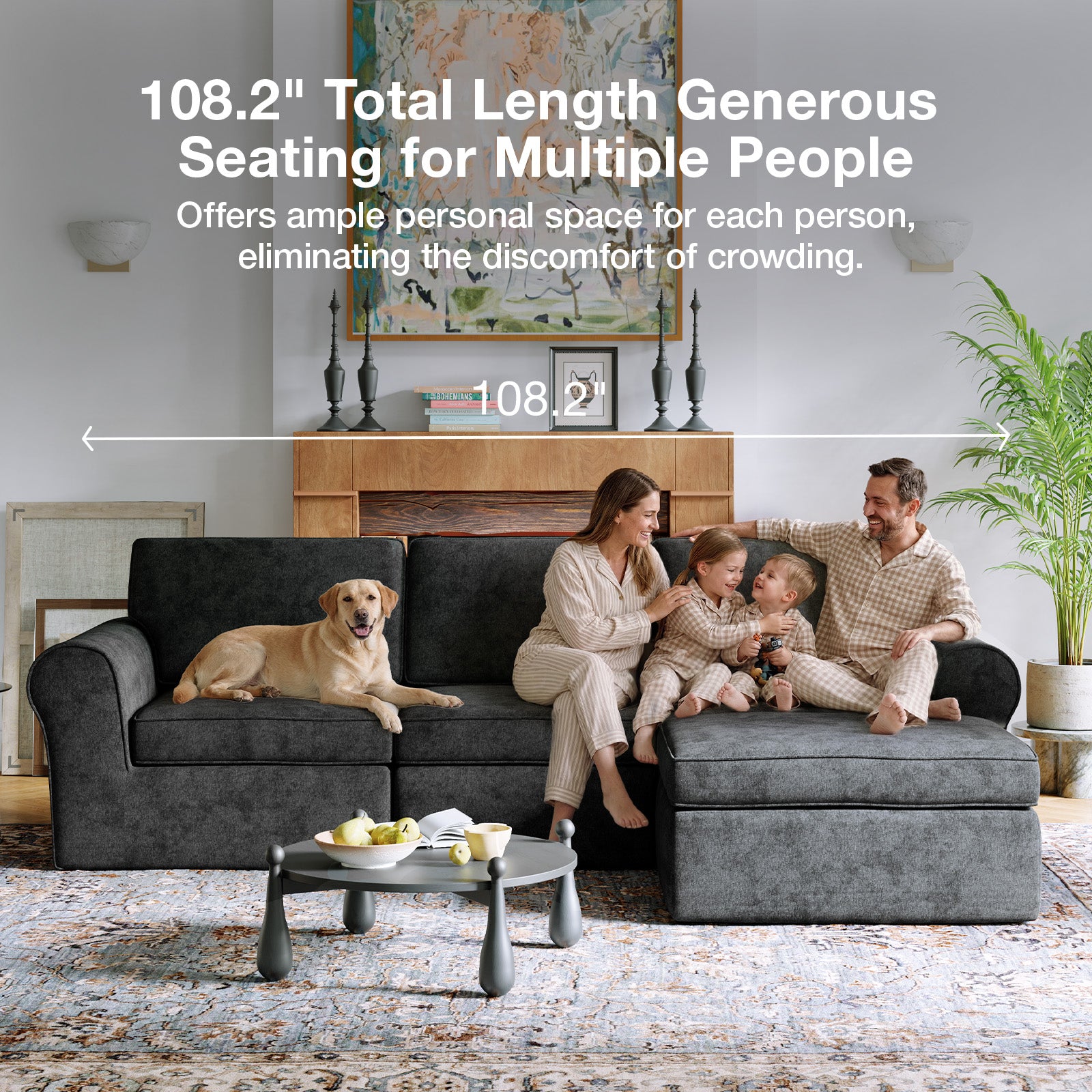 ComfyRoll Chenille Modular Sectional Sofa - Dark Gray - Image 10