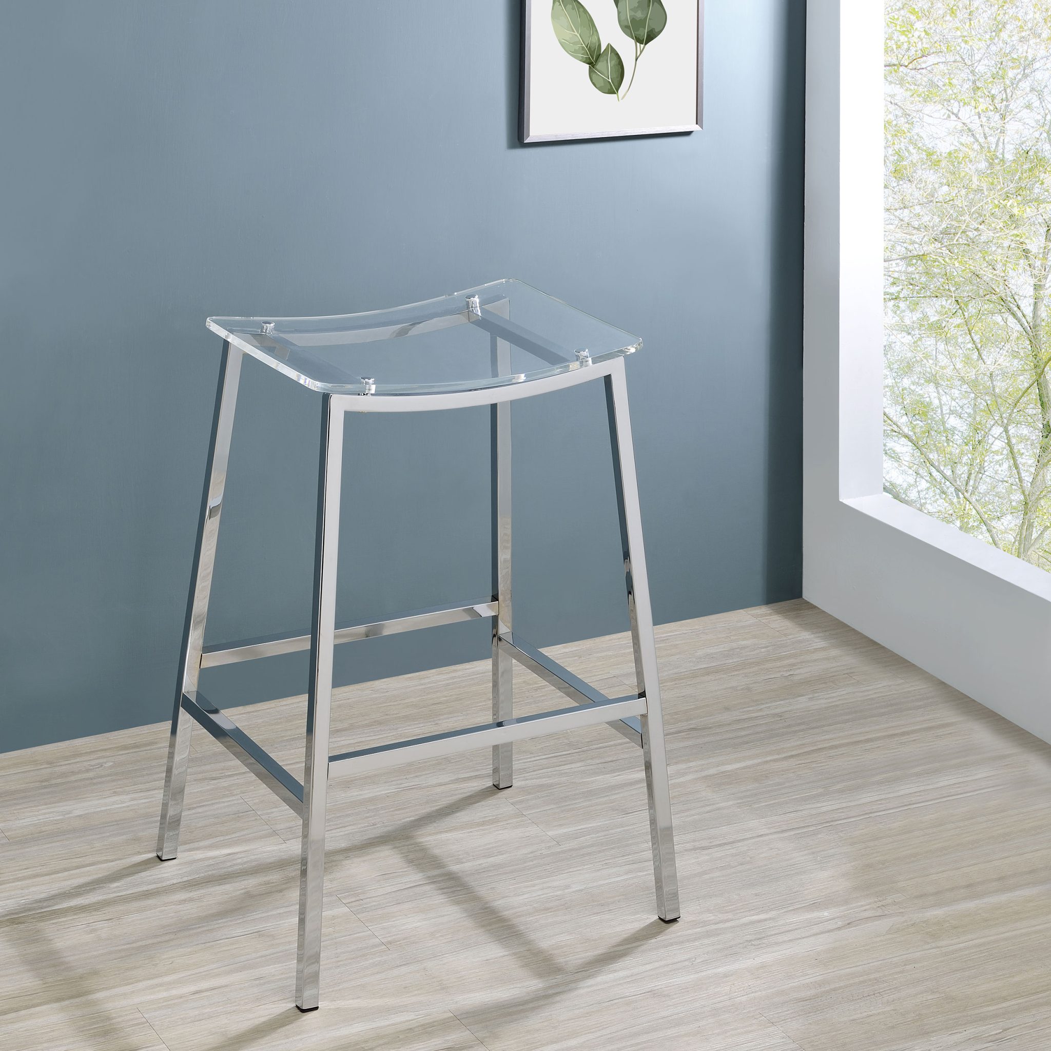 Jovani Acrylic Backless Bar Stool Chrome (Set of 2) - Image 2