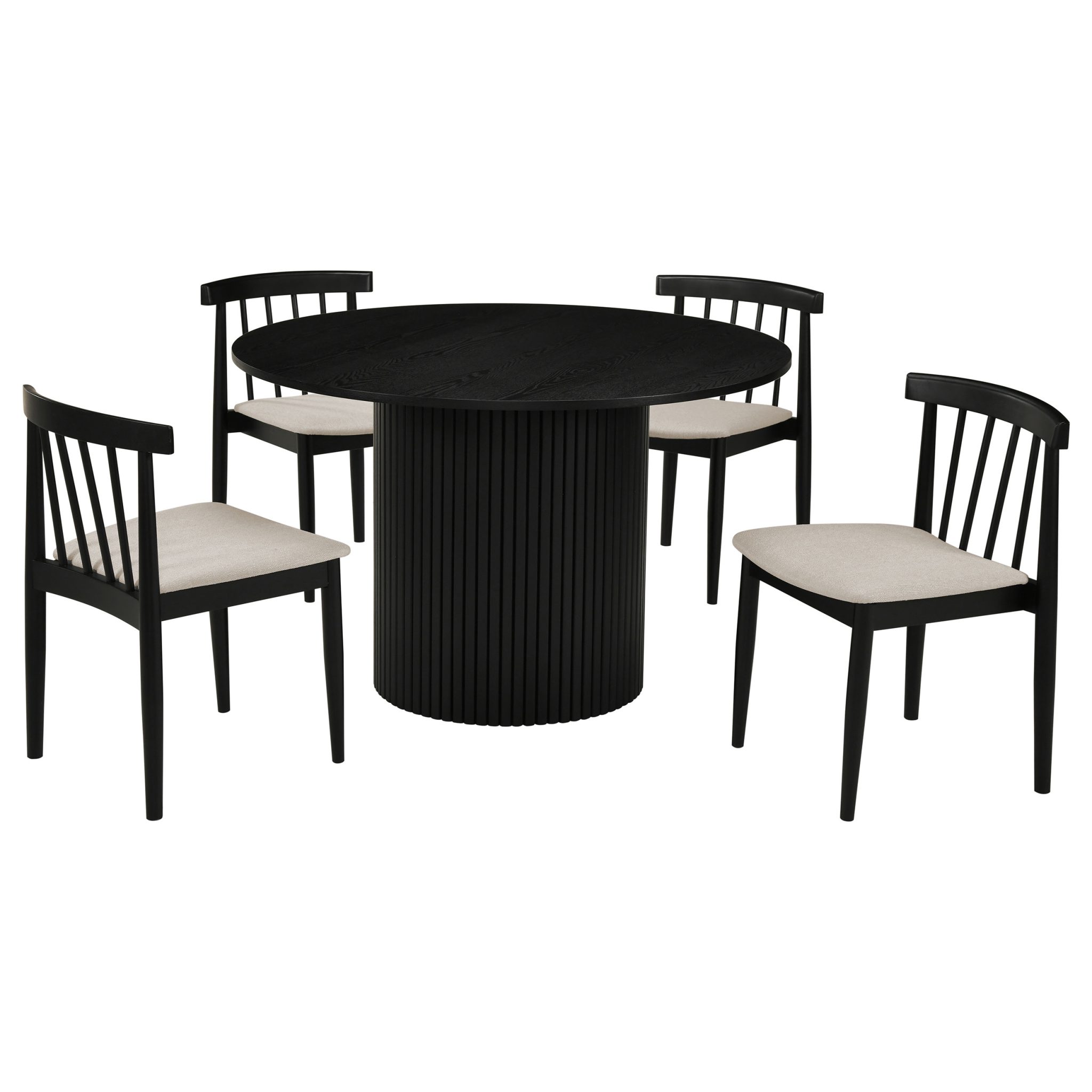 Hamlyn 5-piece Round Wood Dining Set Black - Image 2