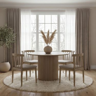 Hamlyn 5-piece Round Wood Dining Set Natural Oak