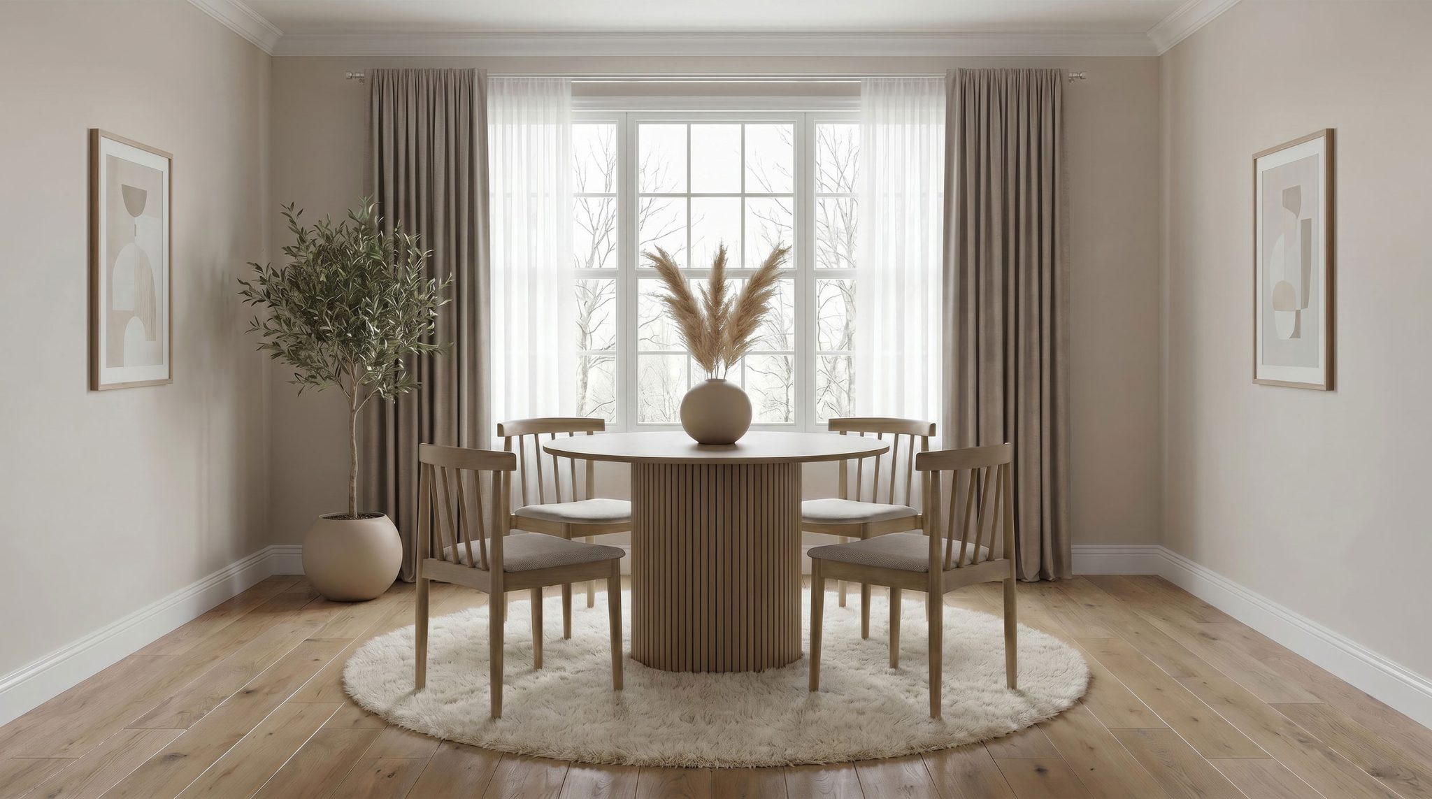 Hamlyn 5-piece Round Wood Dining Set Natural Oak